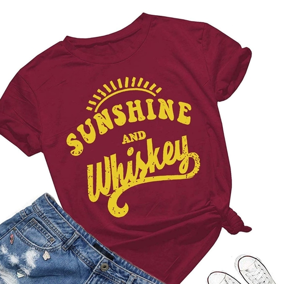 Boutique Tops - New Sunshine and Whiskey Graphic tee shirt top